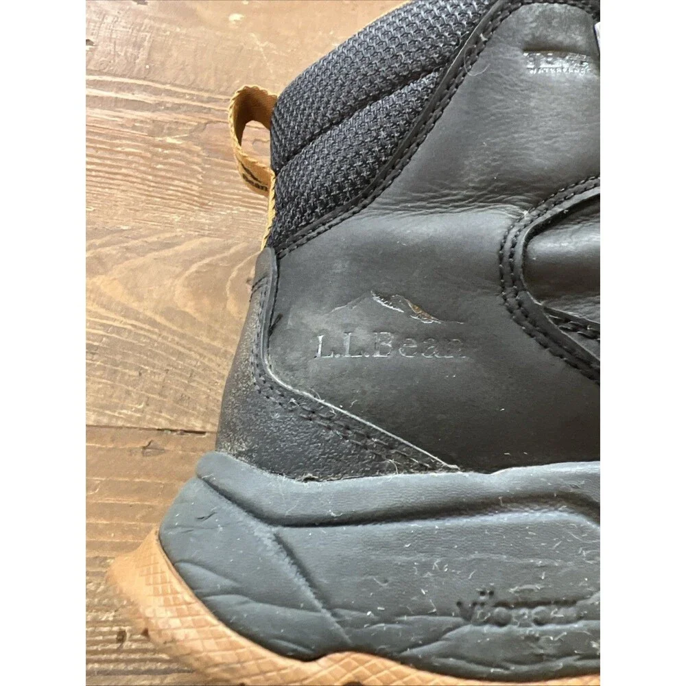 LL Bean Men's Trailfinder Hiking Boots Black Size 9.5 Waterproof Vibram Sole EUC